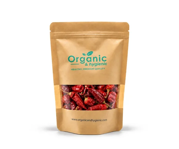 Whole Red Chilli (Sabit Lal Mirch) in Pakistan | Organic & Hygienic. Quality Whole Red Chilli (Sabit Lal Mirch) from Organic & Hygienic, selected for its rich color, spicy flavor and aroma, ideal for traditional Pakistani cooking.